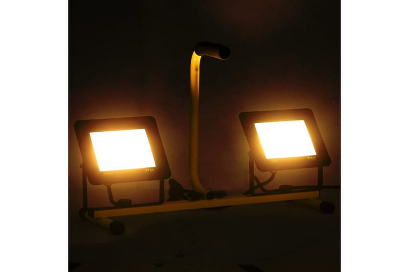 LED-flomlys med håndtak 2x50 W varmhvit - Svart - Belysning - Utebelysning
