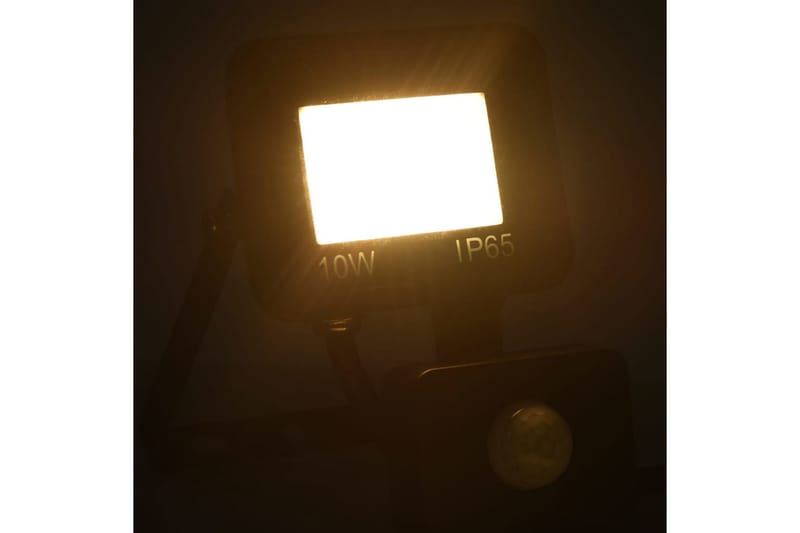 LED-flomlys med sensor 10 W varmhvit - Svart - Belysning - Utebelysning