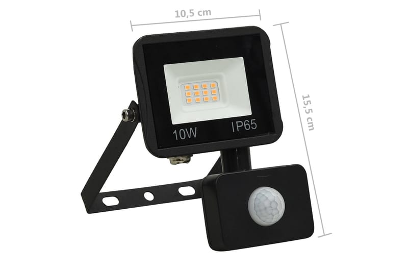 LED-flomlys med sensor 10 W varmhvit - Svart - Lyskaster - Utebelysning - Fasadebelysning