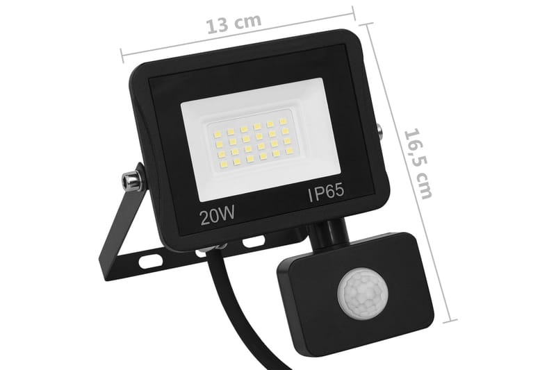 LED-flomlys med sensor 20 W varmhvit - Svart - Belysning - Utebelysning