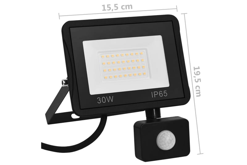 LED-flomlys med sensor 30 W kaldhvit - Svart - Belysning - Utebelysning