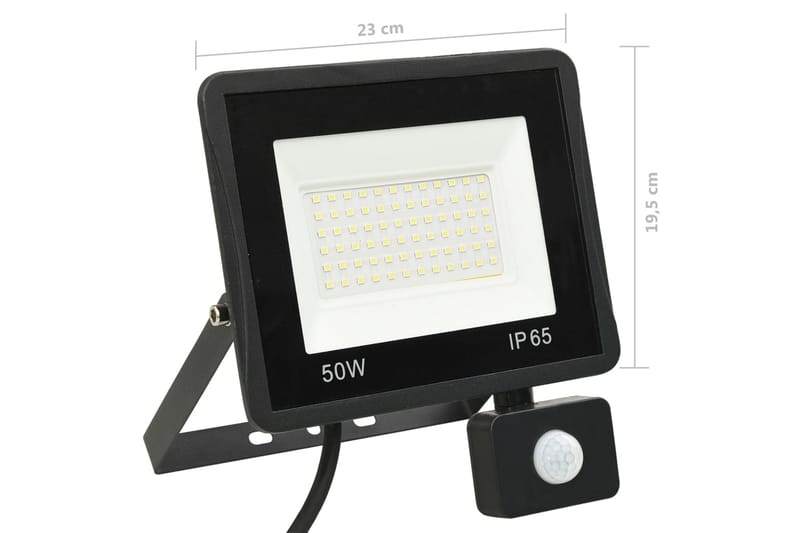 LED-flomlys med sensor 50 W varmhvit - Svart - Belysning - Utebelysning