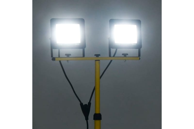 LED-flomlys med stativ 2x100 W kaldhvit - Svart - Belysning - Utebelysning