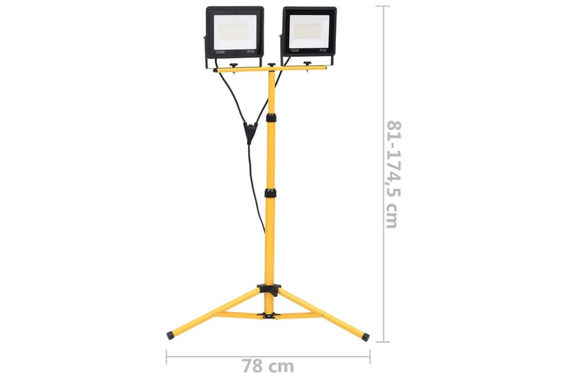 LED-flomlys med stativ 2x100 W kaldhvit - Svart - Belysning - Utebelysning