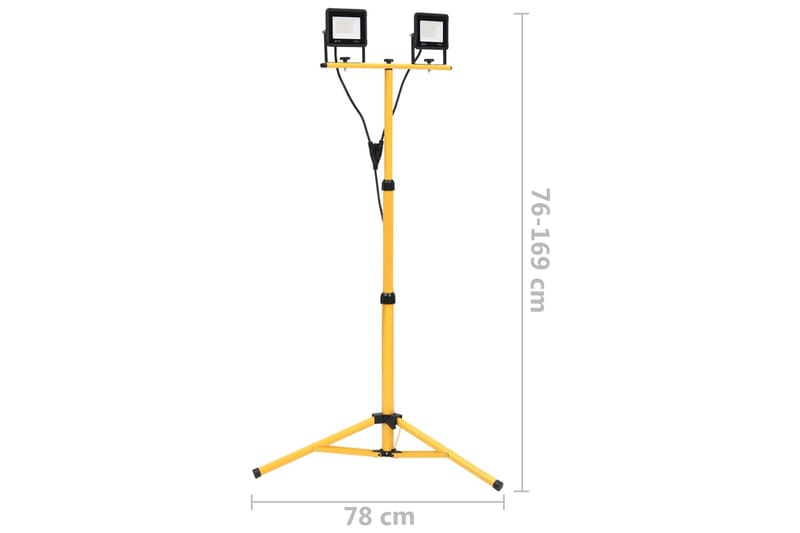 LED-flomlys med stativ 2x30 W kaldhvit - Svart - Belysning - Utebelysning