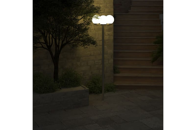 Hage lamp stolpe 3 lamper 220 cm - Hvit/Rustfritt Stål - Belysning - Utebelysning - Markbelysning