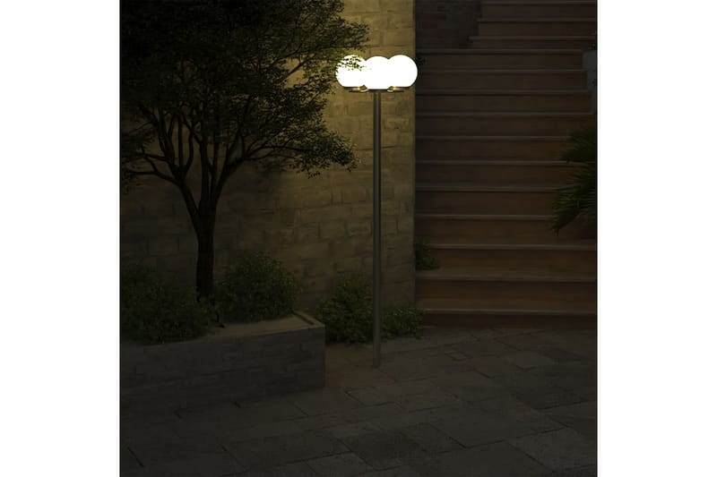Hage lamp stolpe 3 lamper 220 cm - Hvit/Rustfritt Stål - Utebelysning - Markbelysning - Entrébelysning