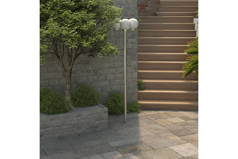 Hage lamp stolpe 3 lamper 220 cm - Hvit/Rustfritt Stål - Belysning - Utebelysning - Markbelysning