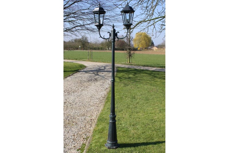Hagelampe 2-armet 230 cm mørkegrønn/svart aluminum - Mørkegrønn - Belysning - Utebelysning - Markbelysning