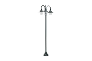 Hagelyktestolpe E27 220 cm aluminium 3 lamper mørkegrønn - Belysning - Utebelysning - Markbelysning