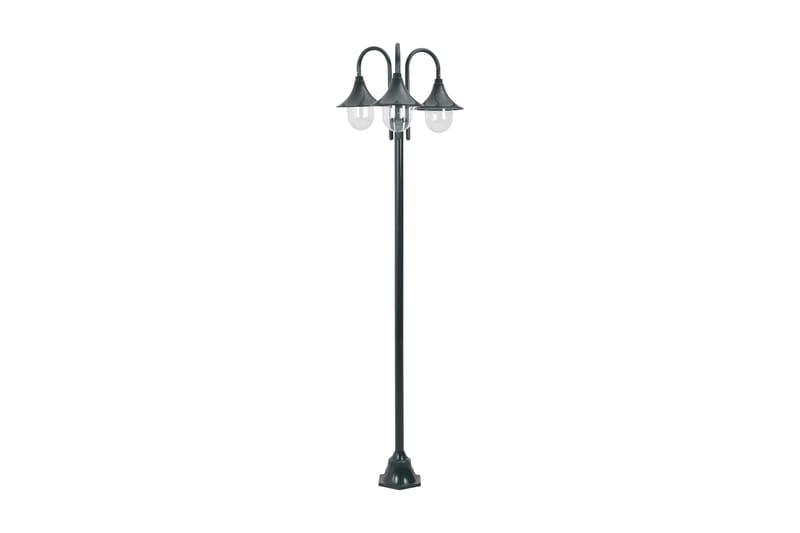 Hagelyktestolpe E27 220 cm aluminium 3 lamper mørkegrønn - Belysning - Utebelysning - Markbelysning