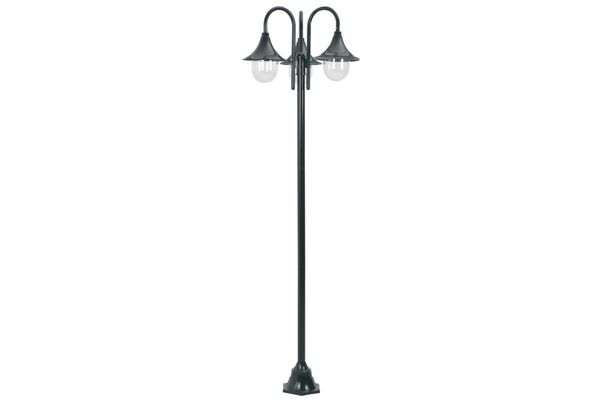 Hagelyktestolpe E27 220 cm aluminium 3 lamper mørkegrønn - Belysning - Utebelysning - Markbelysning