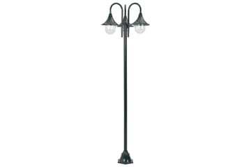 Hagelyktestolpe E27 220 cm aluminium 3 lamper mørkegrønn - Belysning - Utebelysning - Markbelysning