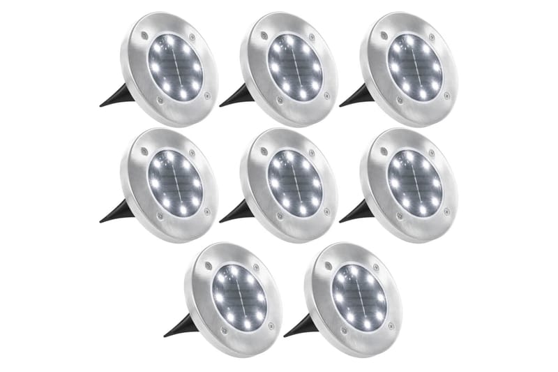 Soldrevet bakkelys 8 stk LED-lys hvit - Belysning - Utebelysning - Markbelysning