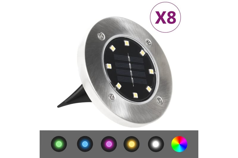 Soldrevet bakkelys 8 stk LED-lys RGB-farge - Belysning - Utebelysning - Markbelysning