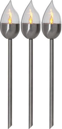 Olympus 3-pakning solcellepullerter 40 cm - sølv - Belysning - Utebelysning