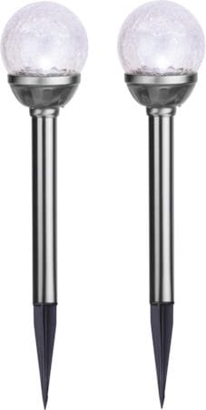 Roma solcellepullerter 2-pakning 26,5 cm - sølv/klar - Belysning - Utebelysning