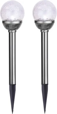 Roma solcellepullerter 2-pakning 26,5 cm - sølv/klar - Belysning - Utebelysning