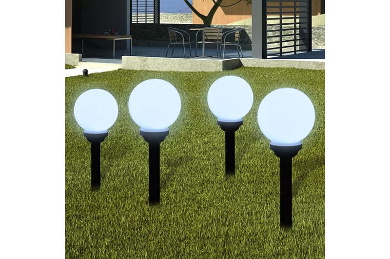 Solcelle hagelys LED 15 cm 4 stykk med jordspyd - Hvit - Belysning - Utebelysning