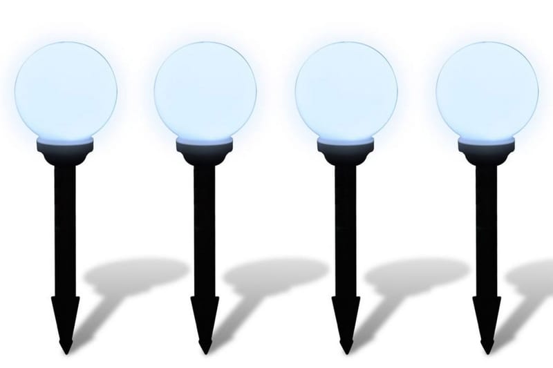 Solcelle hagelys LED 15 cm 4 stykk med jordspyd - Hvit - Utebelysning - Pullert