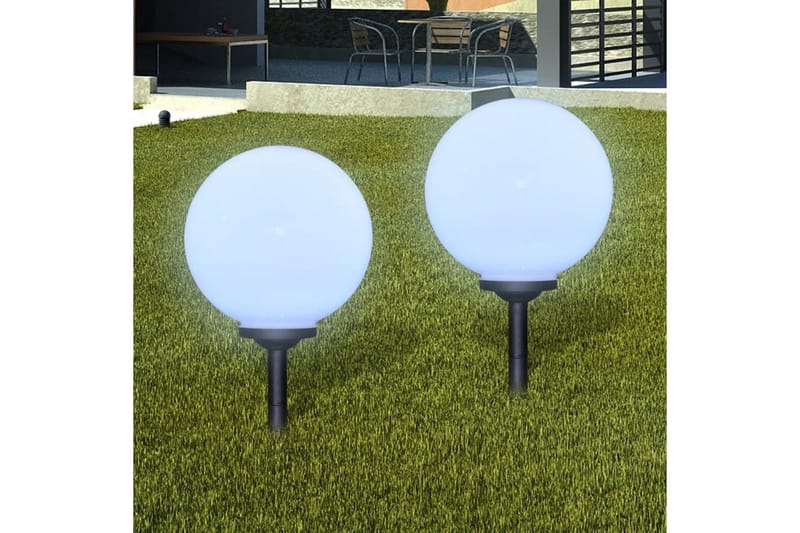 Solcelle hagelys LED 30 cm 2 stykk med jordspyd - Hvit - Utebelysning - Pullert