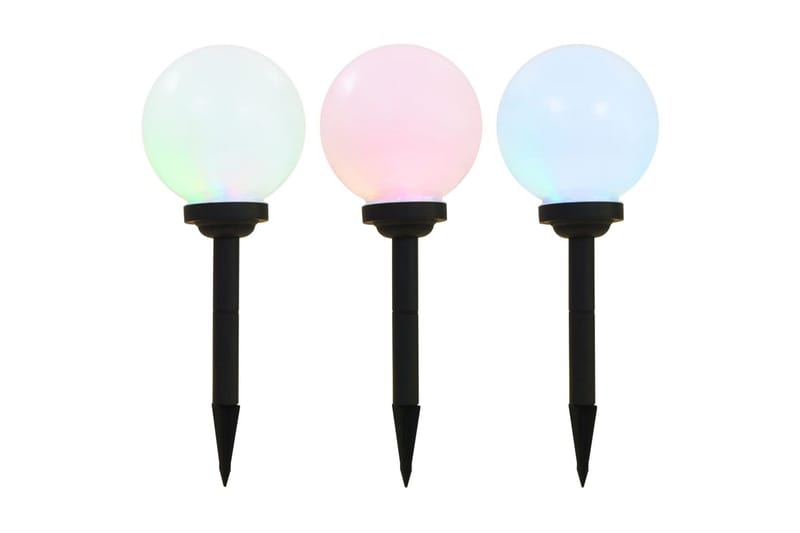 Utendørs sollampe 3 stk LED kuleformet 20 cm RGB - Belysning - Utebelysning - Solcelle utelys & solcellelamper
