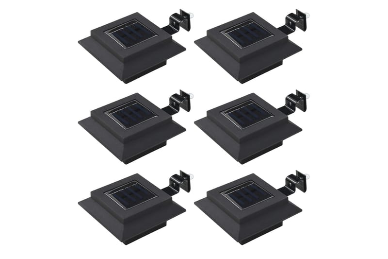 Utendørs sollampe 6 stk LED firkantet 12 cm svart - Belysning - Utebelysning - Solcelle utelys & solcellelamper