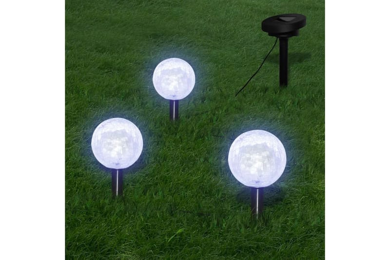 Soldrevet kule 3 stk LED hagelys m. jordspyd & solcellepanel - Belysning - Utebelysning
