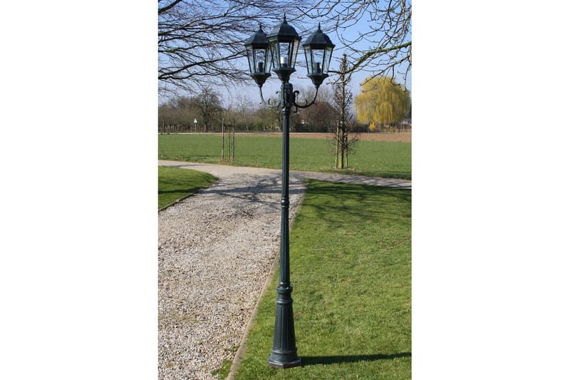Hagelampe 3-armet 230 cm mørkegrønn/svart aluminum - Mørkegrønn/Svart - Belysning - Utebelysning - Stolpelykt & portlykt