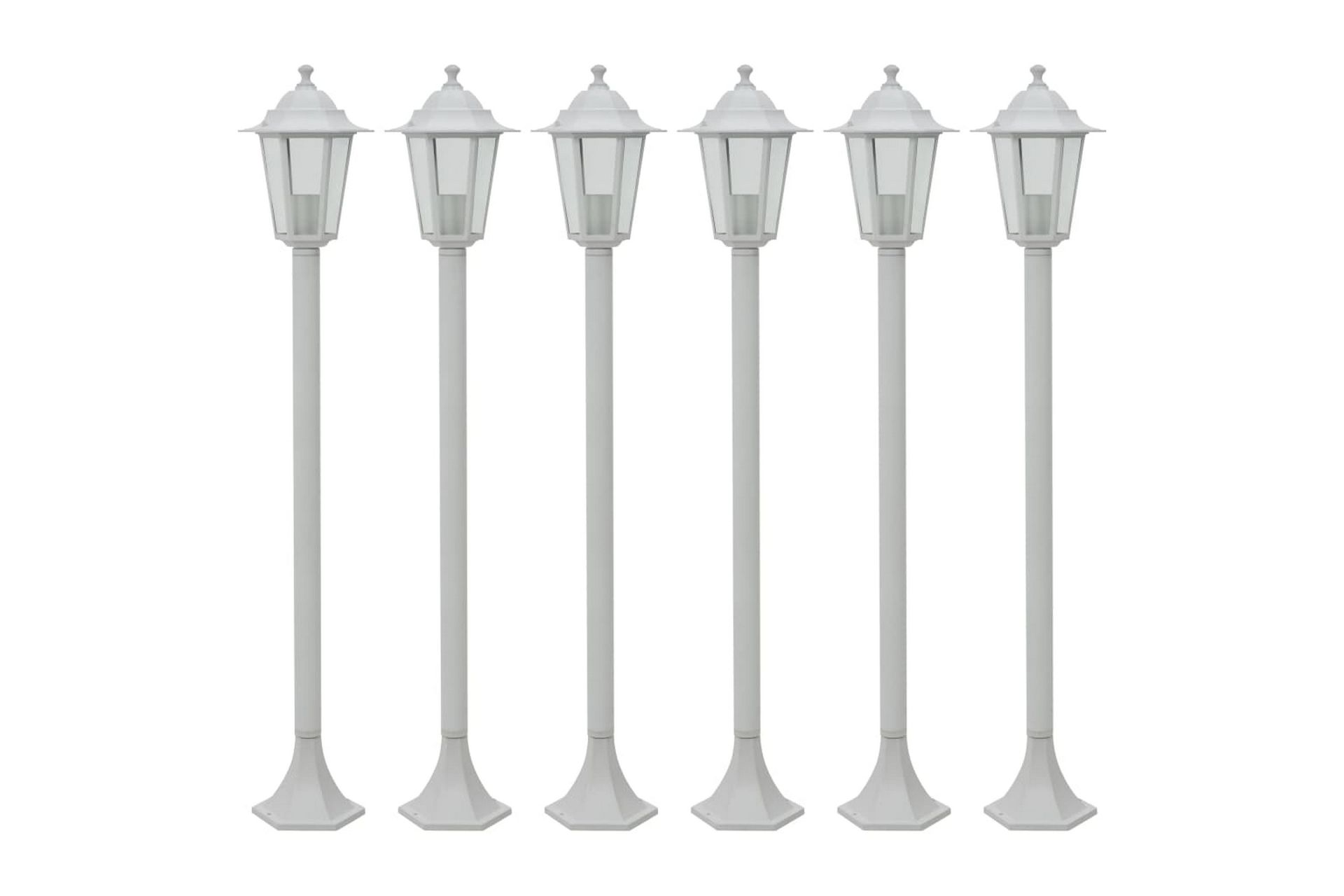 Hagelyktestolpe E27 110 cm 6 stk aluminium hvit - Belysning - Utebelysning - Stolpelykt & portlykt