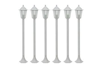 Hagelyktestolpe E27 110 cm 6 stk aluminium hvit - Belysning - Utebelysning - Stolpelykt & portlykt