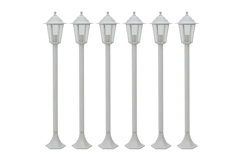 Hagelyktestolpe E27 110 cm 6 stk aluminium hvit - Belysning - Utebelysning - Stolpelykt & portlykt