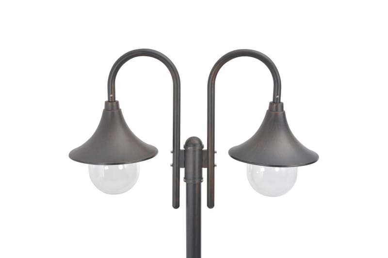 Hagelyktestolpe E27 220 cm aluminium 2 lamper bronse - Belysning - Utebelysning - Stolpelykt & portlykt