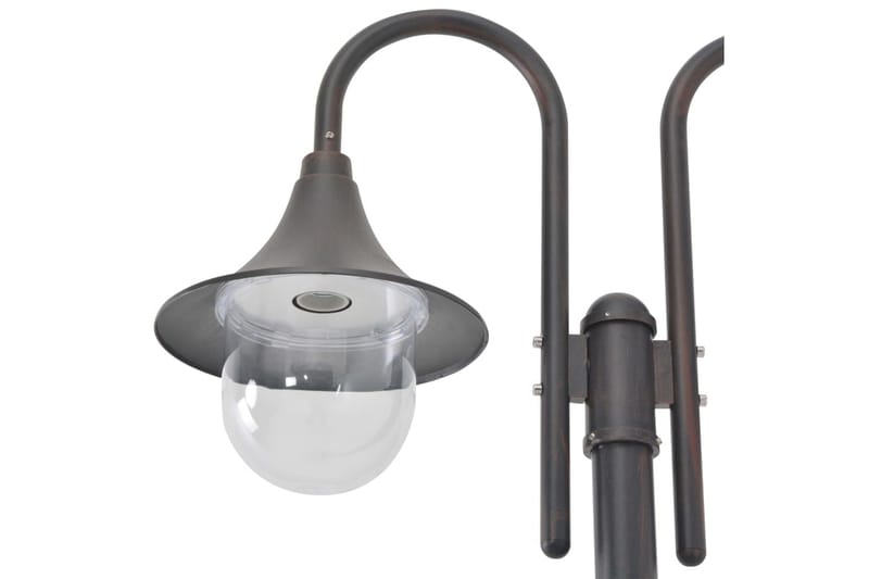Hagelyktestolpe E27 220 cm aluminium 2 lamper bronse - Belysning - Utebelysning - Stolpelykt & portlykt