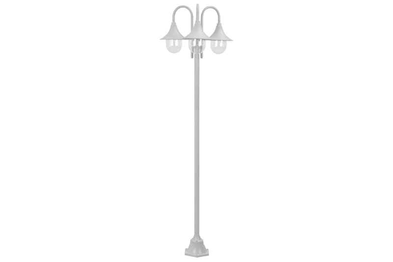 Hagelyktestolpe E27 220 cm aluminium 3 lamper hvit - Belysning - Utebelysning - Stolpelykt & portlykt