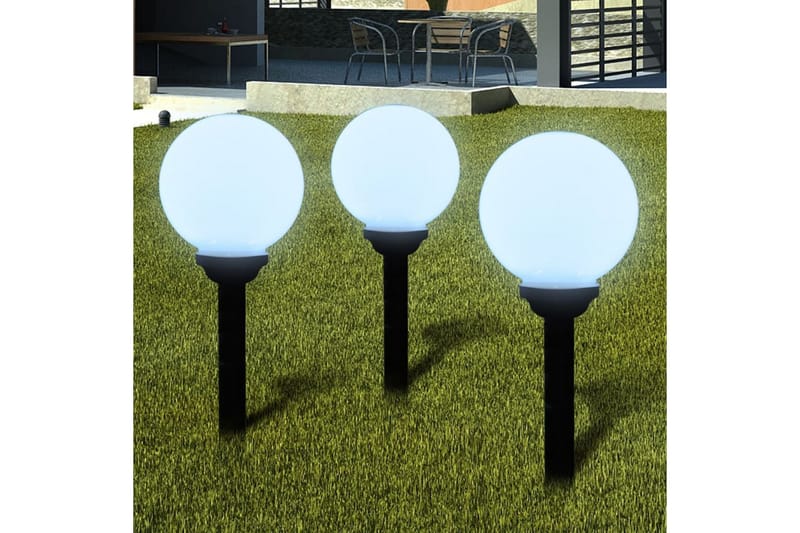 Utendørs Soldrevet Ball Lys LED 20cm 3 stk - Hvit - Utebelysning - Pullert