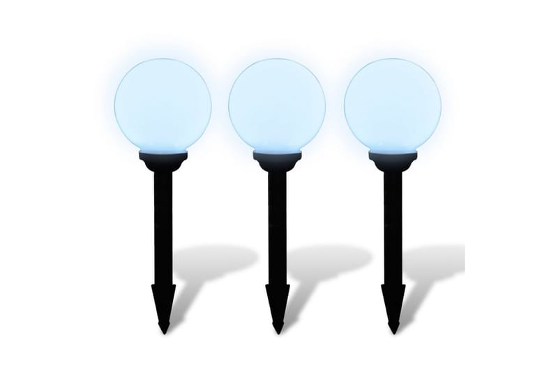 Utendørs Soldrevet Ball Lys LED 20cm 3 stk - Hvit - Belysning - Utebelysning