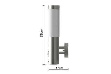 Vegglamper med Bevegelsesdetektor 2stk 11 x 35 cm - Sølv - Belysning - Utebelysning