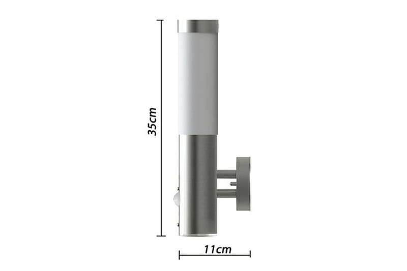 Vegglamper med Bevegelsesdetektor 2stk 11 x 35 cm - Sølv - Utebelysning - Fasadebelysning - Entrébelysning