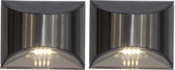 Wally 2-pakning solcellevegglykt 10 cm - sølv - Belysning - Utebelysning - Solcelle utelys & solcellelamper