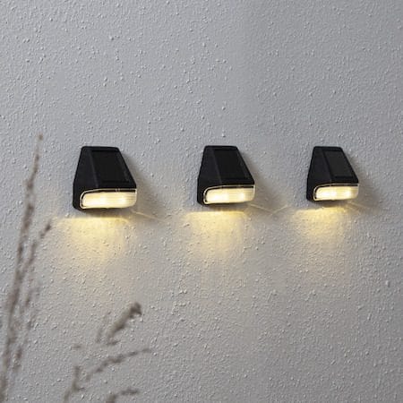 Wally Mini 3-pakning solcellevegglykt 7 cm - svart - Belysning - Utebelysning - Solcelle utelys & solcellelamper