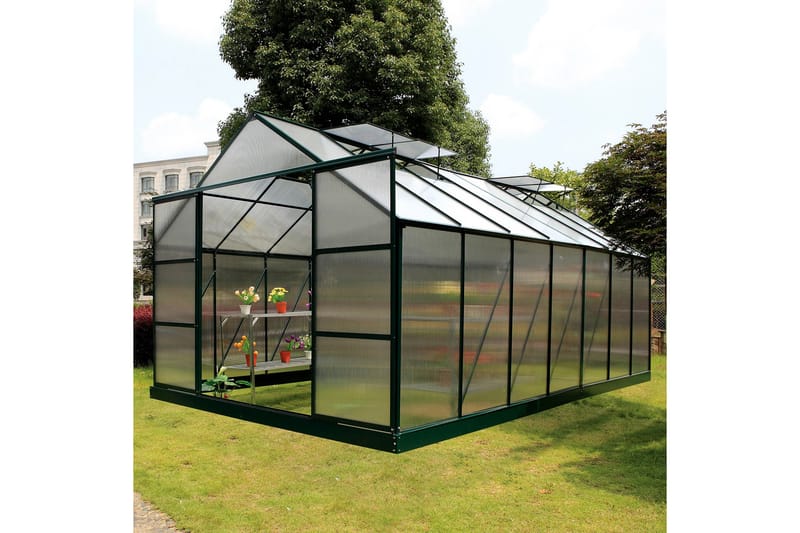 Drivhus 12,4m² Kanalplast - Farge: Svart - Hage - Dyrking & hagearbeid - Drivhus
