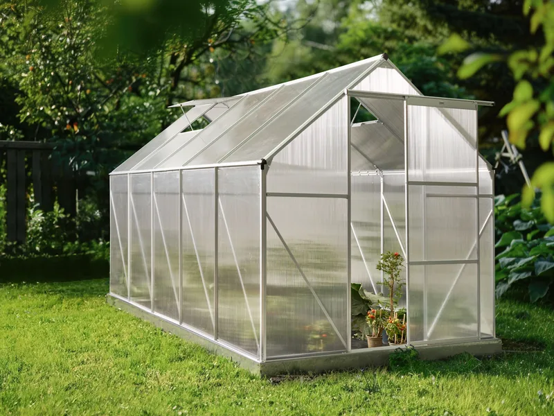 Drivhus for hage Apulia Sølv 315 cm - Sølv/Transparent - Hage - Dyrking & hagearbeid - Drivhus