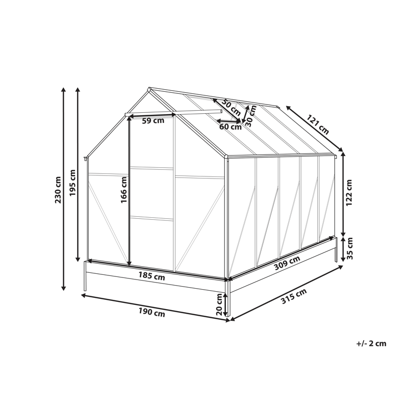 Drivhus for hage Apulia Sølv 315 cm - Sølv/Transparent - Hage - Dyrking & hagearbeid - Drivhus