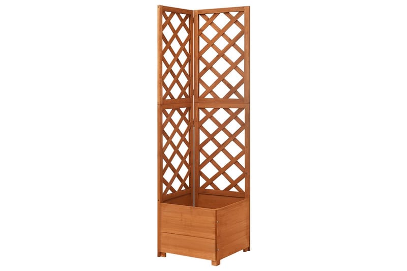 Blomsterkasse med espalier hjørne 40x40x150 cm heltre gran - Brun - Hage - Dyrking & hagearbeid - Drivhus - Drivhustilbehør