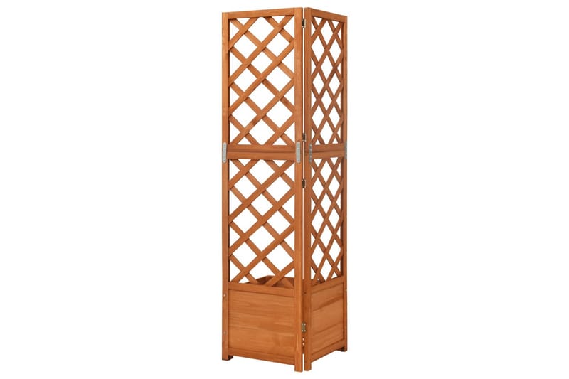 Blomsterkasse med espalier hjørne 40x40x150 cm heltre gran - Brun - Hage - Dyrking & hagearbeid - Drivhus - Drivhustilbehør