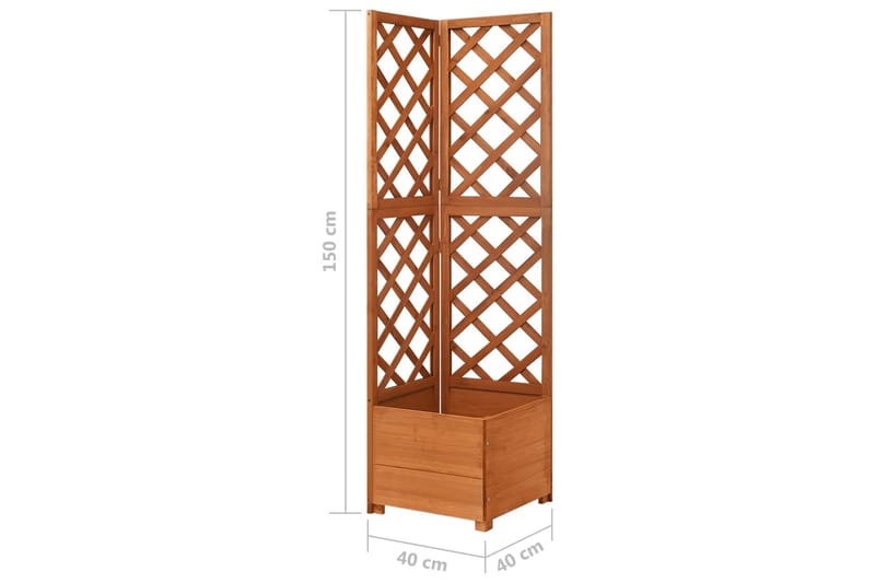 Blomsterkasse med espalier hjørne 40x40x150 cm heltre gran - Brun - Hage - Dyrking & hagearbeid - Drivhus - Drivhustilbehør