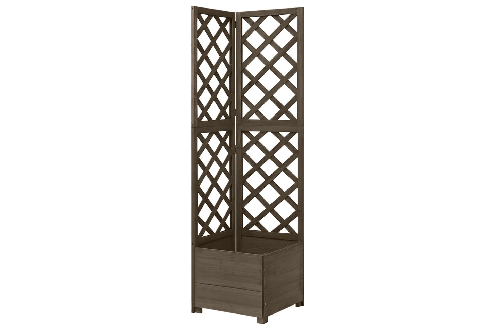Blomsterkasse med espalier hjørne 40x40x150 cm heltre gran - Grå - Hage - Dyrking & hagearbeid - Drivhus - Drivhustilbehør