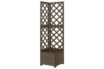 Blomsterkasse med espalier hjørne 40x40x150 cm heltre gran - Grå - Hage - Dyrking & hagearbeid - Drivhus - Drivhustilbehør