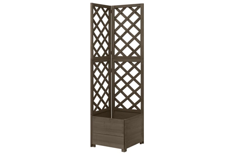 Blomsterkasse med espalier hjørne 40x40x150 cm heltre gran - Gr�å - Hage - Dyrking & hagearbeid - Drivhus - Drivhustilbehør